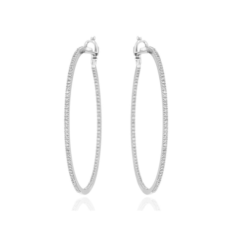 Pendientes aro oro blanco y brillantes