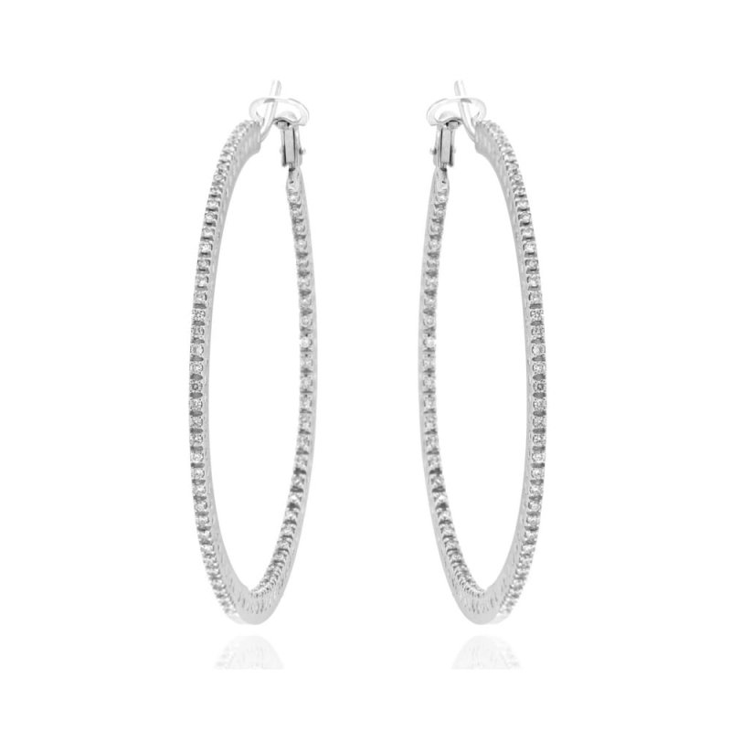 Pendientes aro oro blanco y brillantes