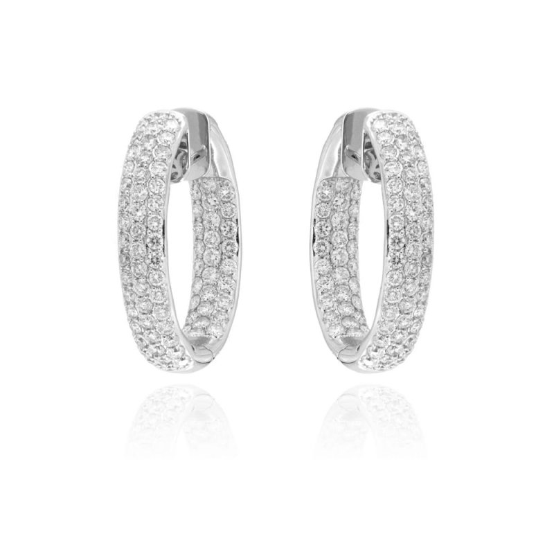 Pendientes aro oro blanco y brillantes
