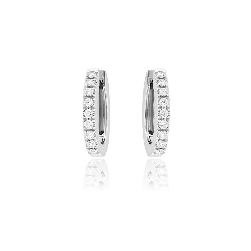 Pendientes aro oro blanco y brillantes