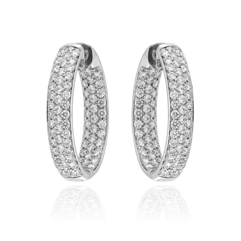 Pendientes aro oro blanco y brillantes