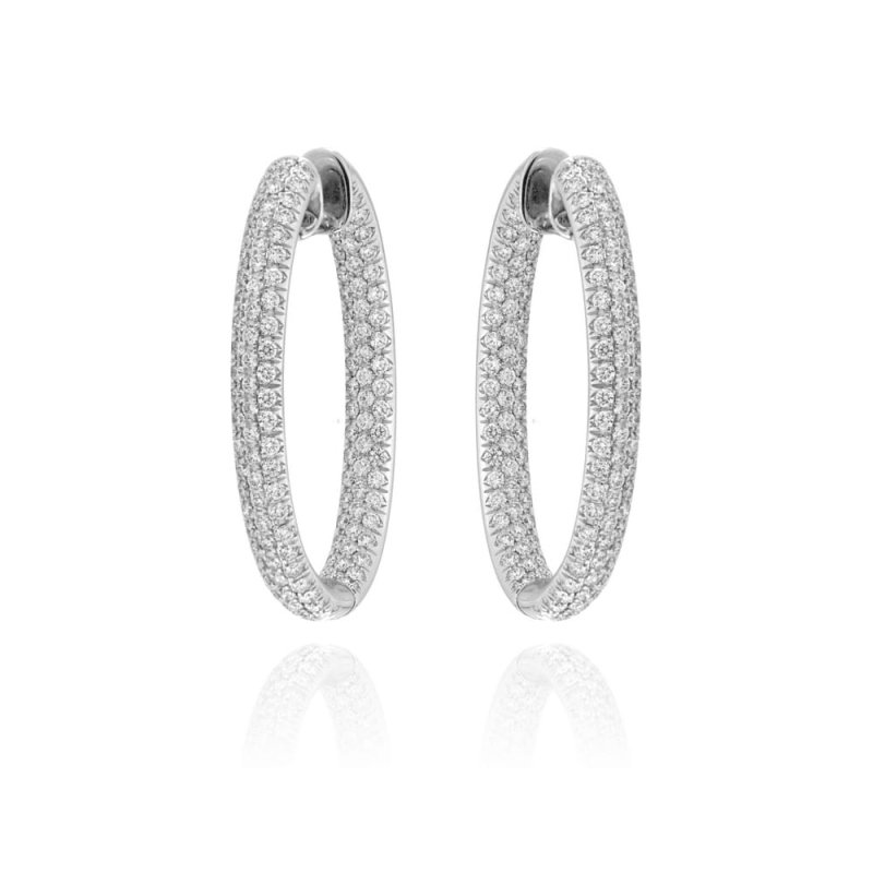 Pendientes aro oro blancco y brillantes