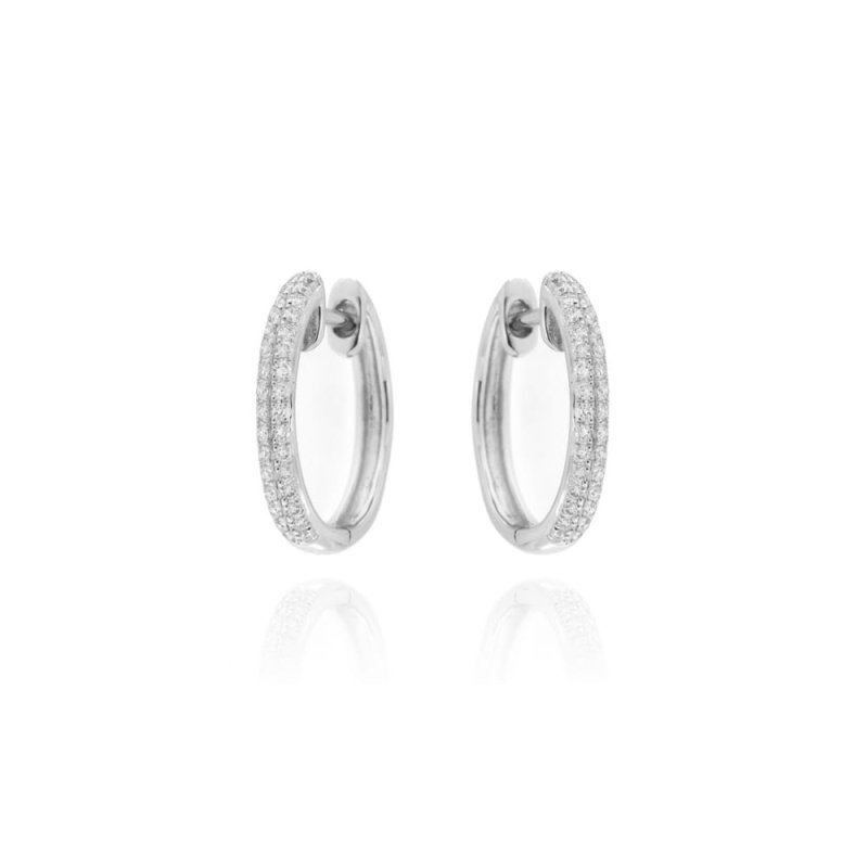 Pendientes aro oro blanco y brillantes