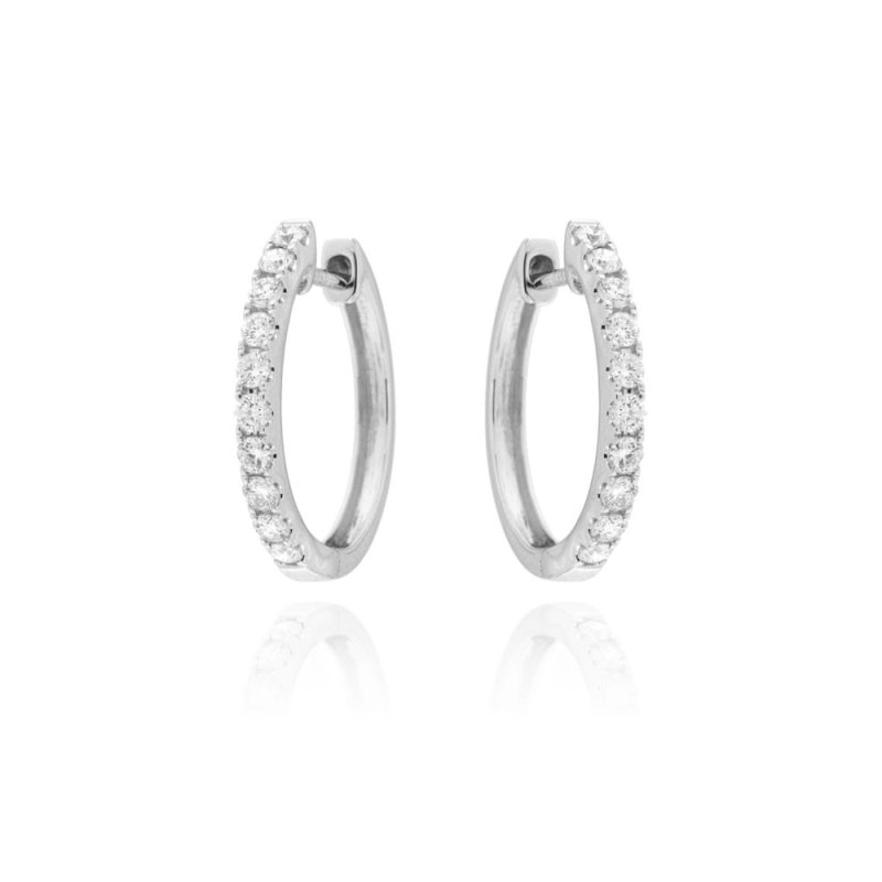 Pendientes aro oro blanco y brillantes