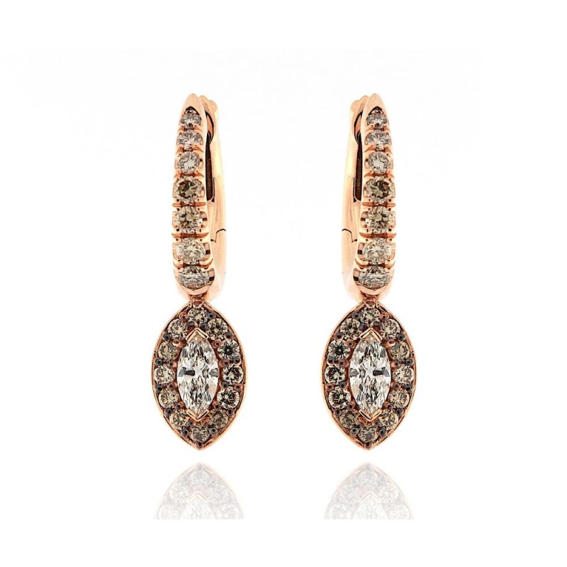 Pendientes oro rosa y brillantes