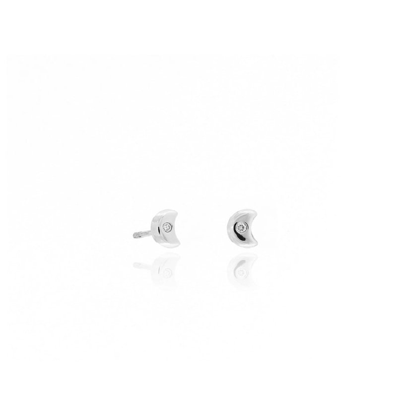 Pendientes luna oro blanco y brillantes