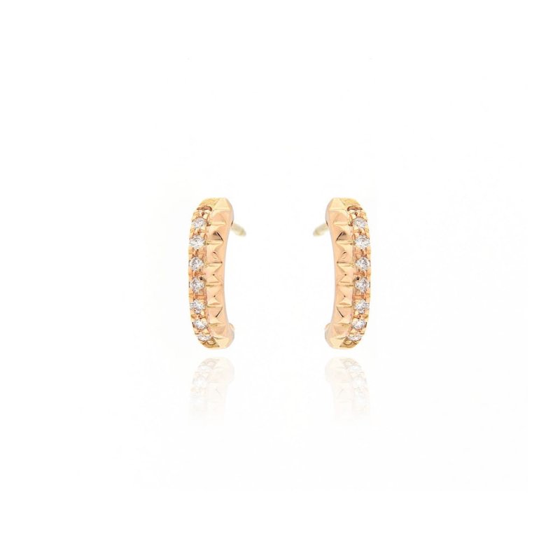 Pendientes doble pirámide oro rosa y brillantes