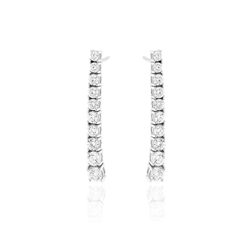 Pendientes largos oro blanco y 20 brillantes