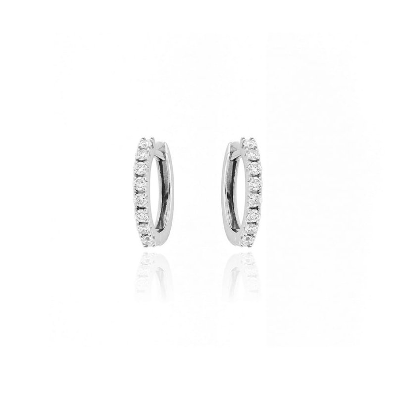 Pendientes aro oro blanco y brillantes