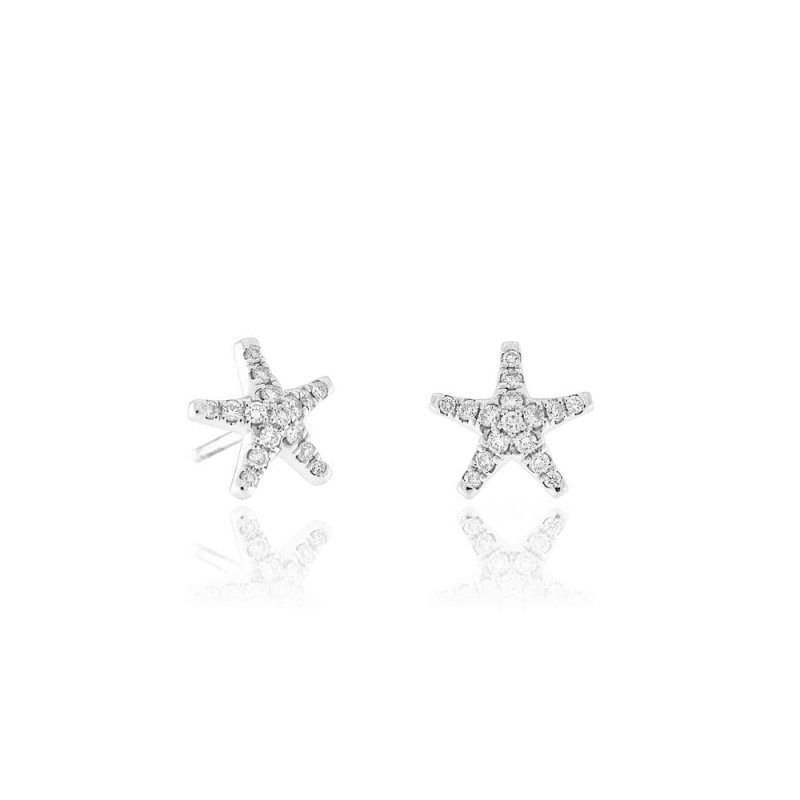 Pendientes estrella oro blanco y brillantes