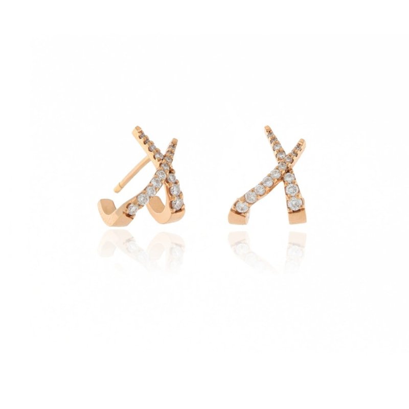 Pendientes oro rosa y brillantes