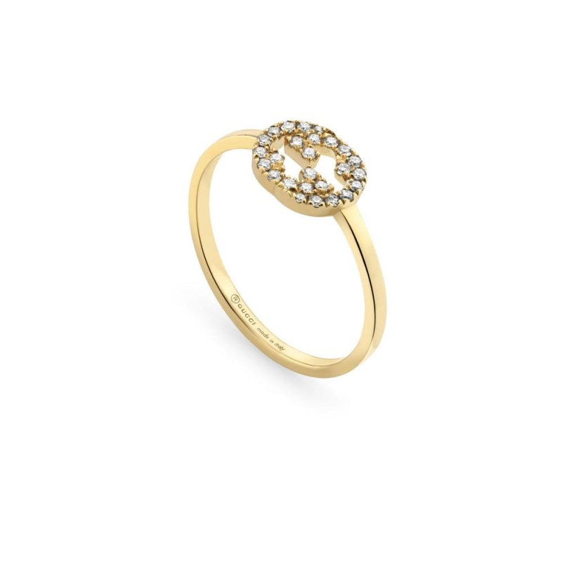 Anillo Gucci Interlocking oro amarillo y diamantes